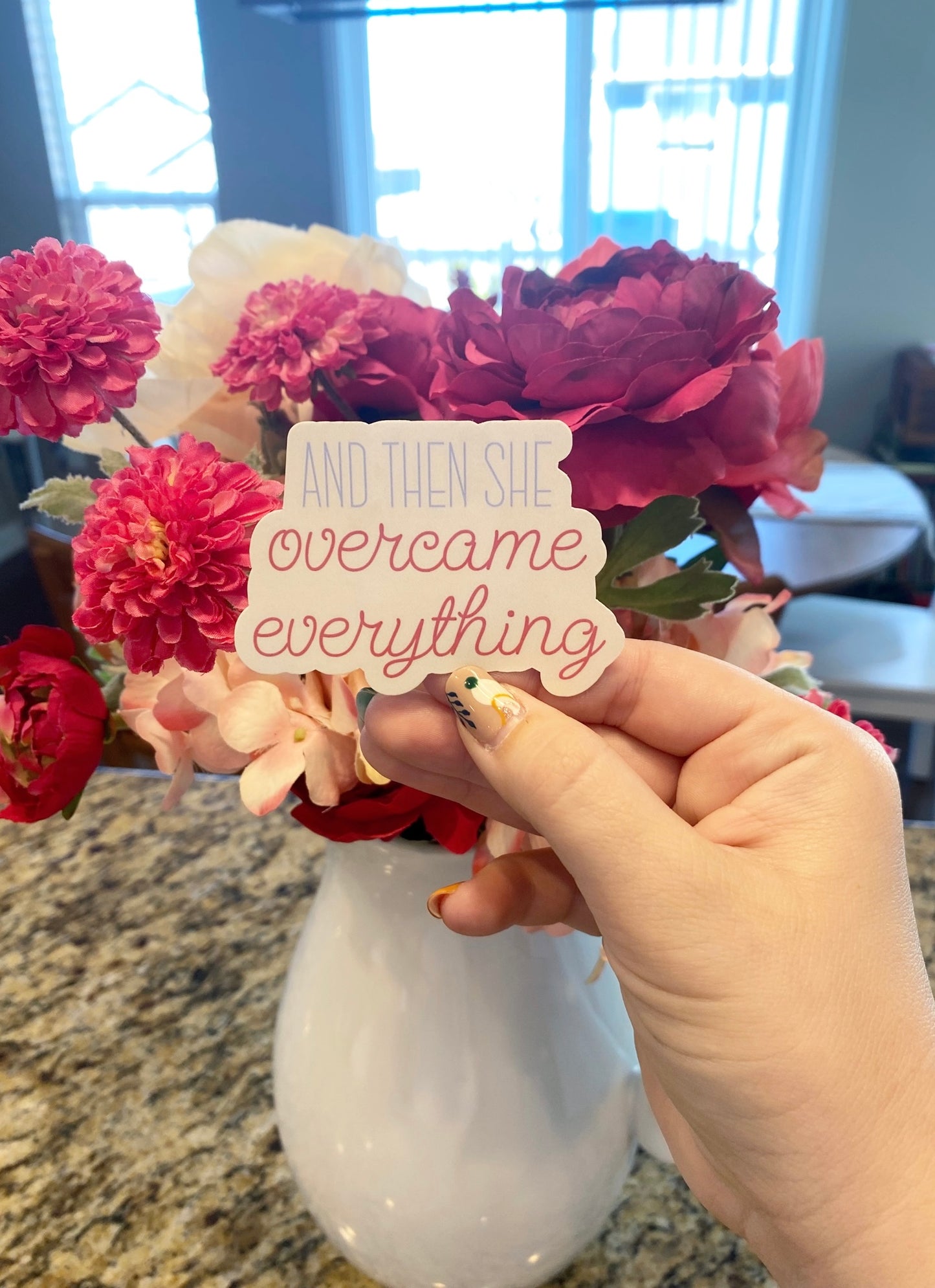 She Overcame Everything Sticker